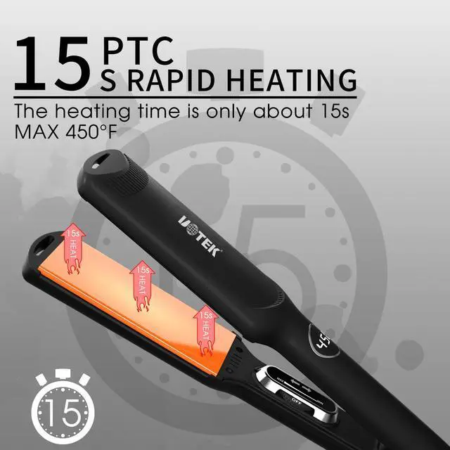 Alt view image 5 of 7 - UOTEK Hair Straightener 1.5 Inch Large Flat Iron Ionic Salon Hair Flat Iron  with PTC Heating Plate for Long Hair Pencil Straightener