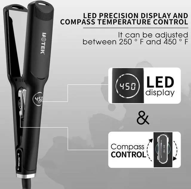 Alt view image 2 of 7 - UOTEK Hair Straightener 1.5 Inch Large Flat Iron Ionic Salon Hair Flat Iron  with PTC Heating Plate for Long Hair Pencil Straightener