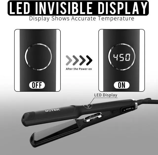 Alt view image 4 of 7 - UOTEK Hair Straightener 1.5 Inch Large Flat Iron Ionic Salon Hair Flat Iron  with PTC Heating Plate for Long Hair Pencil Straightener