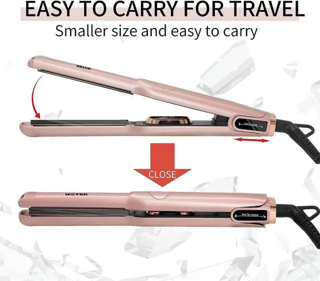 Alt view image 6 of 7 - UOTEK Hair Straightener 1/2 Inch Small Flat Iron Ionic Salon Hair Flat Iron 0.5" with PTC Heating Plate for Short Hair Pencil Straightener rose gold