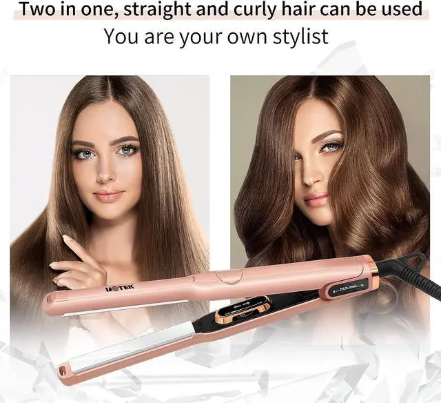 Alt view image 7 of 7 - UOTEK Hair Straightener 1/2 Inch Small Flat Iron Ionic Salon Hair Flat Iron 0.5" with PTC Heating Plate for Short Hair Pencil Straightener rose gold