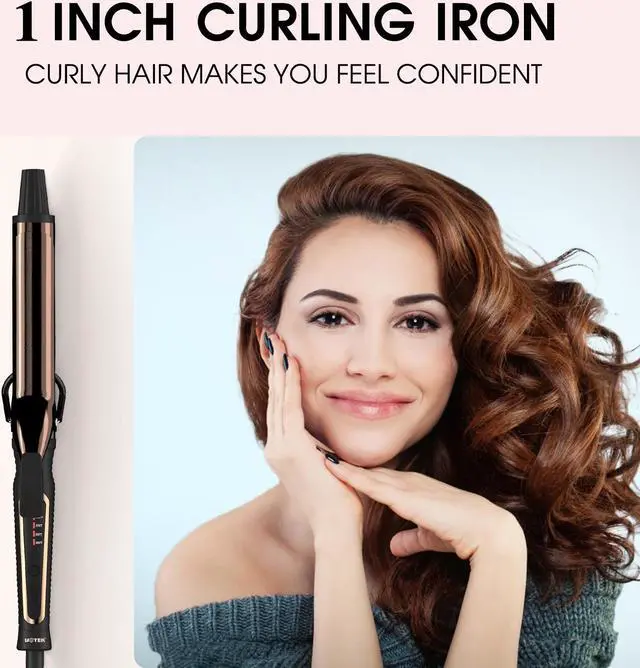 Alt view image 2 of 7 - UOTEK 1 inch Gold Curling Iron for Long Hair Large Waves Hair Curler Making Professional Salon Hairstyle Ceramic Curling Iron in Home & Travel Dual Voltage 1'' Curling Wand