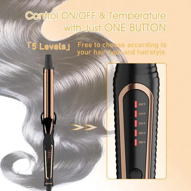Alt view image 3 of 7 - UOTEK 1 inch Gold Curling Iron for Long Hair Large Waves Hair Curler Making Professional Salon Hairstyle Ceramic Curling Iron in Home & Travel Dual Voltage 1'' Curling Wand