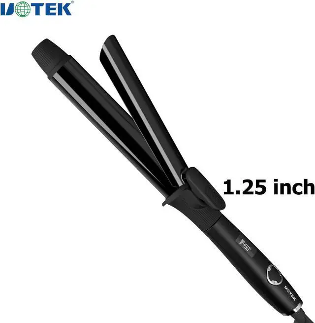 Main image of UOTEK 1.25 inch Curling Iron with Clipped Ceramic Barrel for Long Hair Large Waves Hair Curler Making Professional Salon Hairstyle in Home & Travel Dual Voltage Curling Iron Black MF-2028-BK-32mm