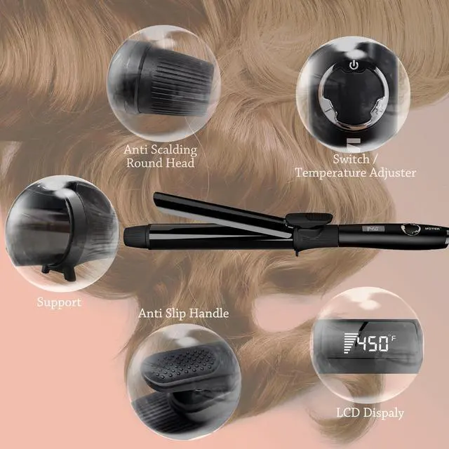 Alt view image 2 of 7 - UOTEK 1.25 inch Curling Iron with Clipped Ceramic Barrel for Long Hair Large Waves Hair Curler Making Professional Salon Hairstyle in Home & Travel Dual Voltage Curling Iron Black MF-2028-BK-32mm