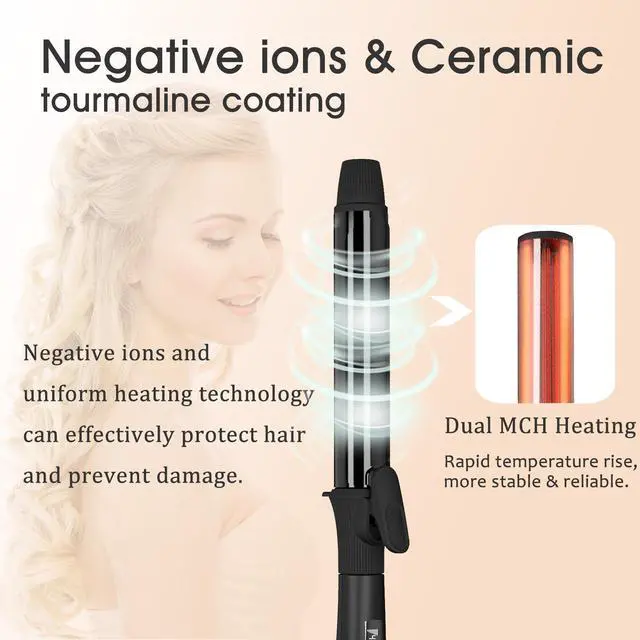 Alt view image 6 of 7 - UOTEK 1.1 inch Curling Iron with Clipped Ceramic Barrel Long Barrel Curling Iron for Long Hair Large Waves Hair Curler Making Professional Salon Hairstyle Hair Curling Wand Black MF-2028-BK-28mm