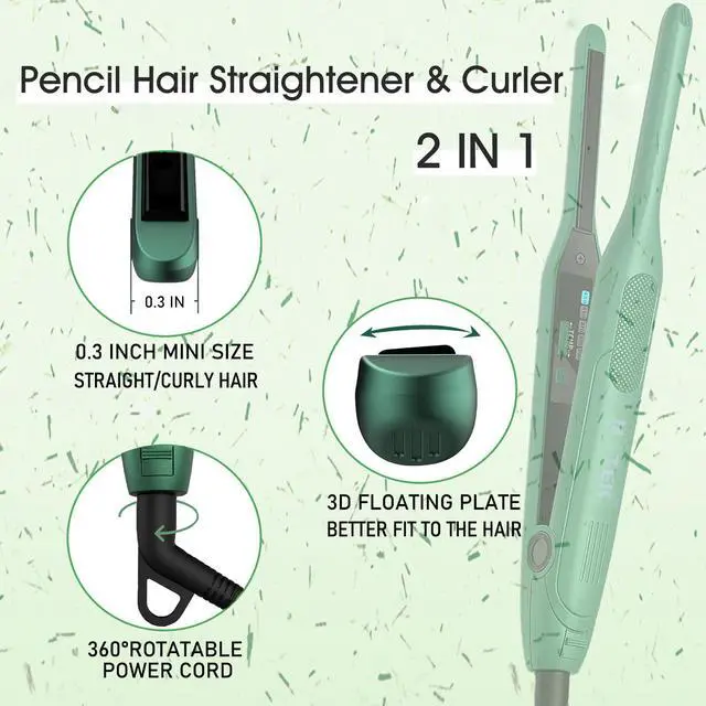 Alt view image 6 of 7 - UOTEK Hair Flat Iron 1/2 Inch 5 Temps Display Small Straightening Ceramic Ionic Salon Hair Straightener Flat Iron 0.5" for Short Hair