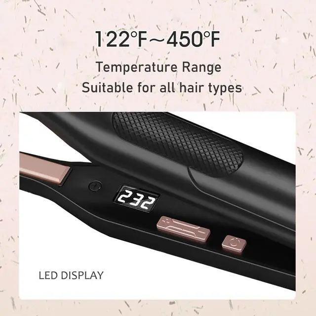 Alt view image 2 of 7 - UOTEK Hair Straightening Flat Iron 1/2 Inch Digital Display Small Ceramic Ionic Salon Hair Straightener Flat Iron 0.5" for Short Hair