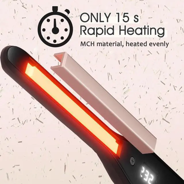 Alt view image 3 of 7 - UOTEK Hair Straightening Flat Iron 1/2 Inch Digital Display Small Ceramic Ionic Salon Hair Straightener Flat Iron 0.5" for Short Hair