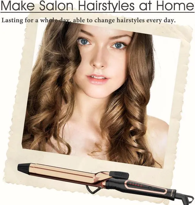 Alt view image 7 of 7 - UOTEK 1 inch Gold Curling Iron for Long Hair Large Waves Hair Curler Making Professional Salon Hairstyle Ceramic Curling Iron in Home & Travel Dual Voltage 1'' Curling Wand