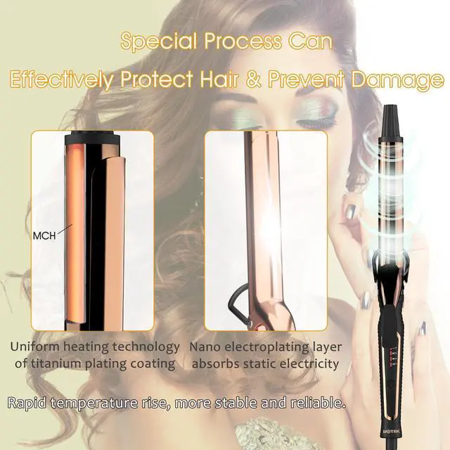 Alt view image 5 of 7 - UOTEK 1 inch Gold Curling Iron for Long Hair Large Waves Hair Curler Making Professional Salon Hairstyle Ceramic Curling Iron in Home & Travel Dual Voltage 1'' Curling Wand