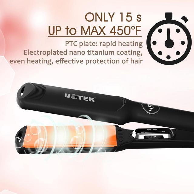 Alt view image 4 of 7 - UOTEK Hair Straightener 1.75 Inch Large Flat Iron Ionic Salon Hair Flat Iron  with PTC Heating Plate for Long Hair Pencil Straightener 2in1 Big Wave And Long Straight Hair 1 3/4 Hair Straightener Iron
