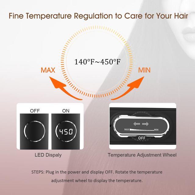 Alt view image 2 of 7 - UOTEK Hair Straightener 1.75 Inch Large Flat Iron Ionic Salon Hair Flat Iron  with PTC Heating Plate for Long Hair Pencil Straightener 2in1 Big Wave And Long Straight Hair 1 3/4 Hair Straightener Iron