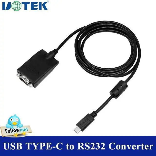 Main image of UOTEK Black 1.5M USB Type C to RS232 Converter USB-C Male DB9 RS-232 Cable Serial Adapter Surge Protection UT-880-TC Supports Win2000/2003/2008/2012/XP/Vista/7/8/8.1/10/CE/Mac/Linux