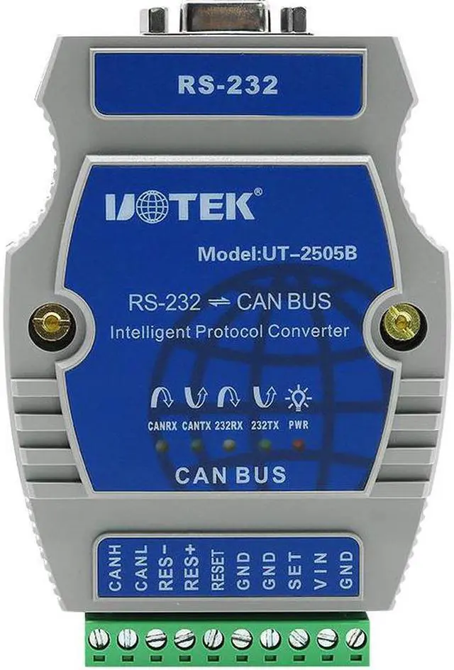 Main image of UOTEK Industrial Grade RS-232 to CAN BUS Converter with Protocol Canbus to RS232 Adapter Connector UT-2505B
