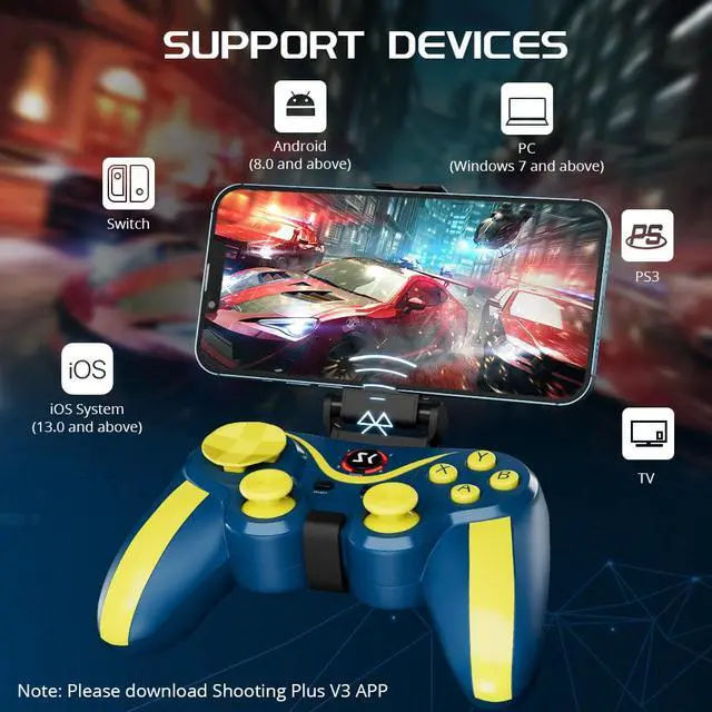 Alt view image 5 of 5 - ISHAKO Mobile Game Controller with Bracket, (Yellow)