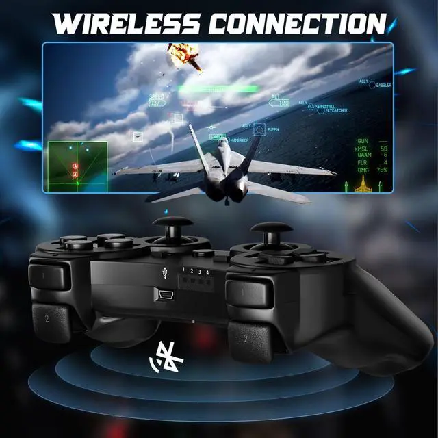 Alt view image 4 of 6 - ISHAKO Wireless Controller for PS3, 6-Axis Motion, Double Shock