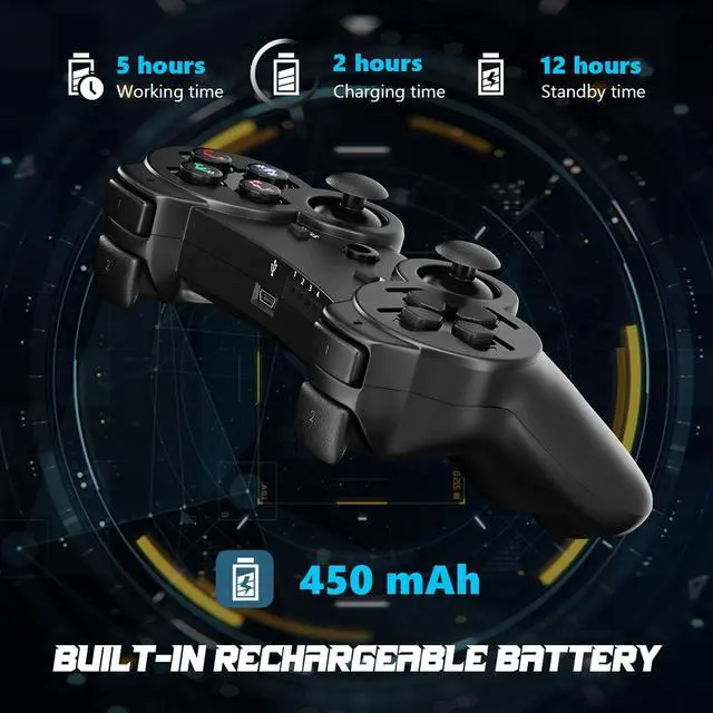 Alt view image 6 of 6 - ISHAKO Wireless Controller for PS3, 6-Axis Motion, Double Shock