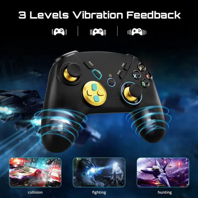 Alt view image 5 of 7 - ISHAKO Wireless Controller for PC/Mac/Switch, 3-Level Double Shock,Marco Buttons, Turbo function