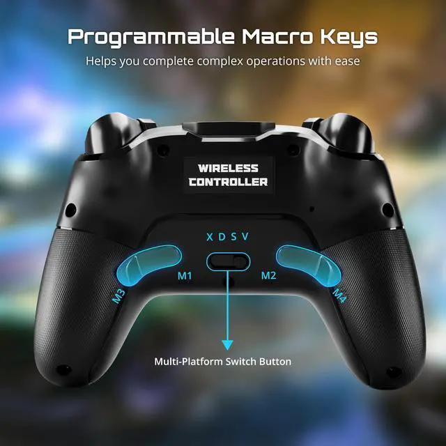 Alt view image 4 of 7 - ISHAKO Wireless Controller for PC/Mac/Switch, 3-Level Double Shock,Marco Buttons, Turbo function