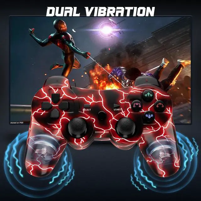 Alt view image 4 of 7 - 2Pack Controller for PS3/PC, Wireless Controller for PS3, Motion Sensing, Double Shock(RED+BLUE)