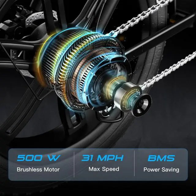 Alt view image 2 of 7 - 20x4.0 Fat Tire Electric Bike with 500W Motor - EBike for adult with 48V 15Ah Removable Battery, BMS Power Saving,7-Speed Adjustable Electric Bicycle