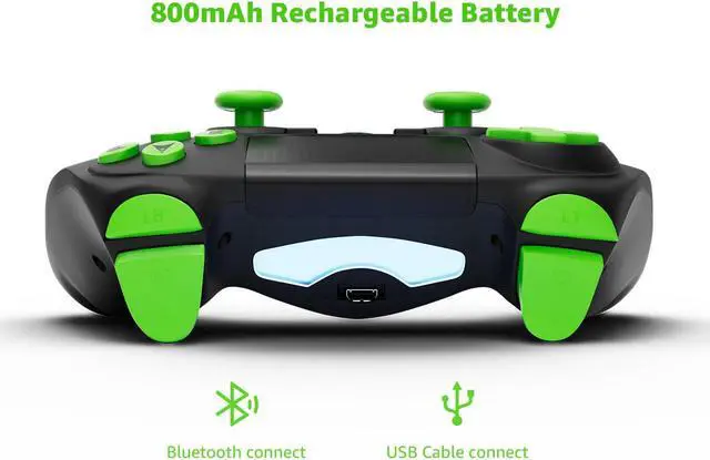 Alt view image 3 of 7 - CHENGDAO Wireless Controller for PS4/PC Windows,Double Shock, 6-Axis Gyro Sensor-Green
