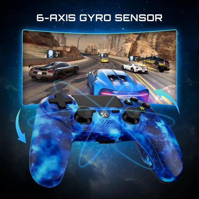Alt view image 4 of 6 - ISHAKO Wireless Controller For PS4/PS3/PC Windows -Nebula Blue