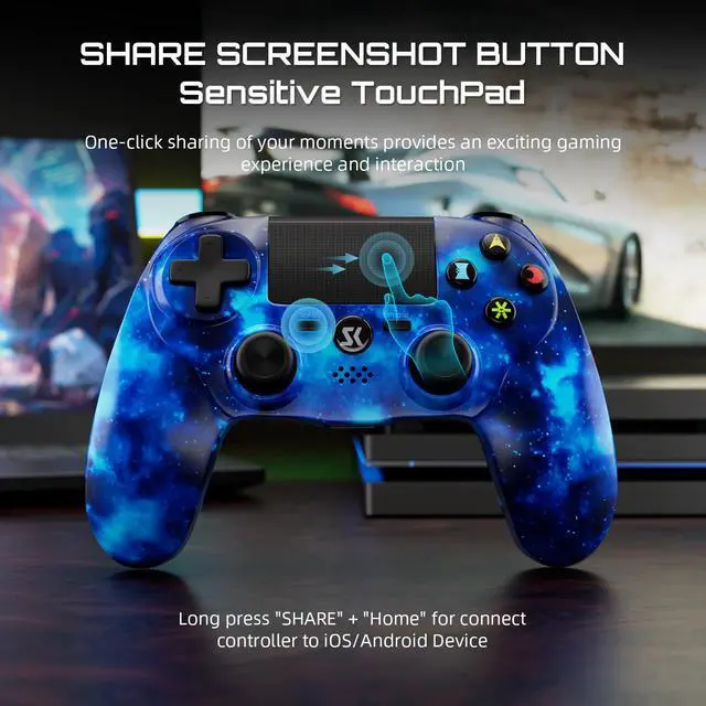 Alt view image 6 of 6 - ISHAKO Wireless Controller For PS4/PS3/PC Windows -Nebula Blue