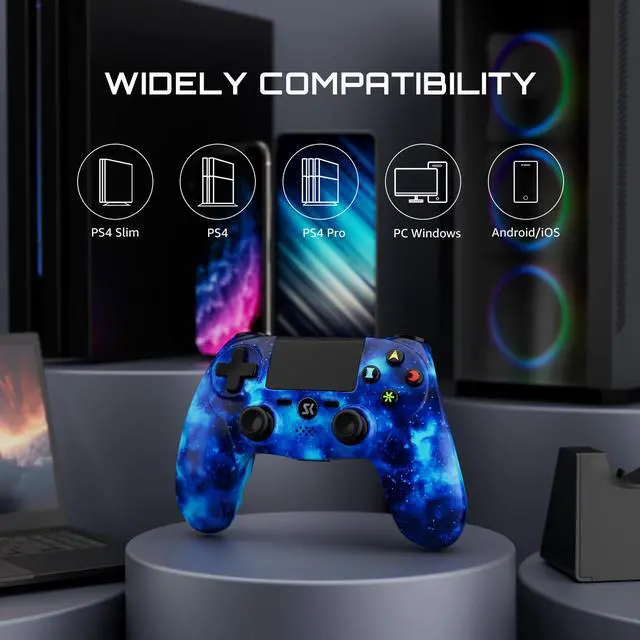 Alt view image 2 of 6 - ISHAKO Wireless Controller For PS4/PS3/PC Windows -Nebula Blue