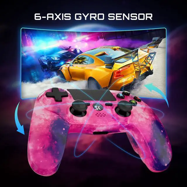 Alt view image 4 of 6 - ISHAKO Wireless Controller For PS4/PC Windows,Double Shock,6-Axis Gyro Sensor,800mAh Battery -Pink