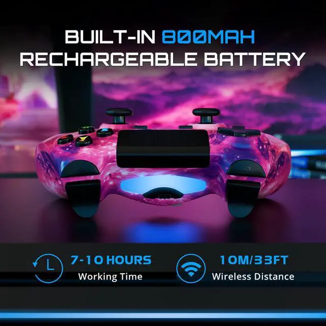 Alt view image 5 of 6 - ISHAKO Wireless Controller For PS4/PC Windows,Double Shock,6-Axis Gyro Sensor,800mAh Battery -Pink