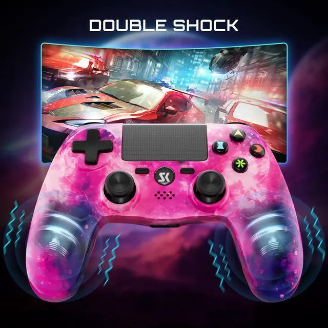 Alt view image 3 of 6 - ISHAKO Wireless Controller For PS4/PC Windows,Double Shock,6-Axis Gyro Sensor,800mAh Battery -Pink