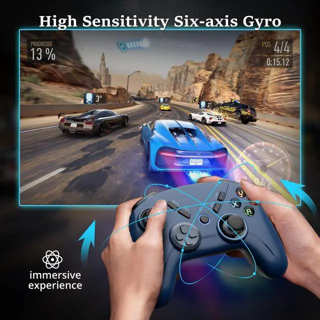 Alt view image 5 of 7 - CHENGDAO Wireless Controller for Switch/ipad/PC/Android/Tablet, 3-level Double Shock, 4-Marco Back Buttons, 6-Axis Motion Control - Midnight Blue