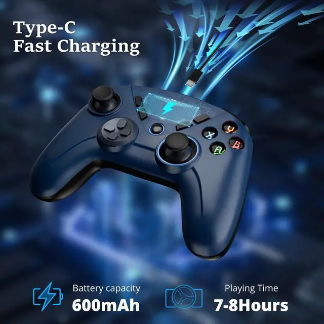 Alt view image 7 of 7 - CHENGDAO Wireless Controller for Switch/ipad/PC/Android/Tablet, 3-level Double Shock, 4-Marco Back Buttons, 6-Axis Motion Control - Midnight Blue