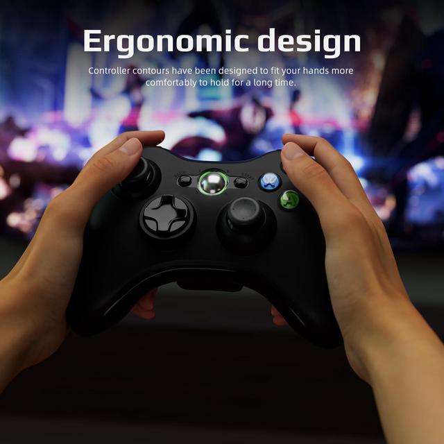 Alt view image 7 of 7 - Wireless Controller for Xbox 360/PC, 2.4G USB Receiver , Double Vibration-Black