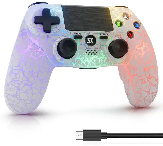 Main image of Wireless Controller for PS4/PS3/PC/Smartphone, RGB LED Lighting, Game Controller with Double Vibration, 6-Axis Motion Control, 1000mAh Rechargeable Battery