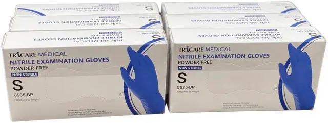 Main image of TRICARE MEDICAL Nitrile Exam Gloves, Chemo Drug Tested, 4.3 Mil, Deep Blue, 6 Boxes of 100 Small