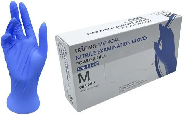 Alt view image 2 of 4 - TRICARE MEDICAL Nitrile Exam Gloves, Chemo Drug Tested, 4.3 Mil, Deep Blue, 6 Boxes of 100 Medium