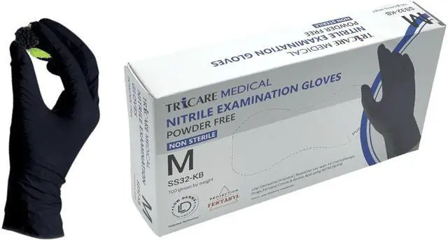 Alt view image 2 of 6 - TRICARE MEDICAL Nitrile Exam Gloves, Low Derma, 3.5 Mil, Berry Black, 6 Boxes of 100 - Medium