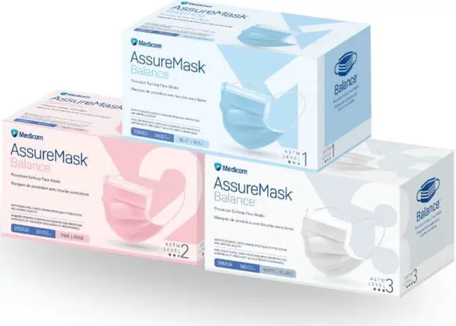 Alt view image 4 of 4 - MEDICOM AssureMask Balance ASTM Level 2 Disposable Face Masks, Pack of 50 - Yellow