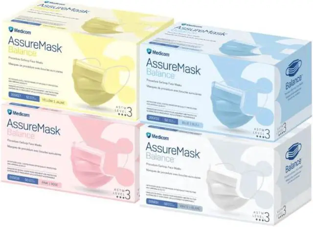 Alt view image 3 of 4 - MEDICOM AssureMask Balance ASTM Level 3 Disposable Face Masks, Pack of 50 - Blue