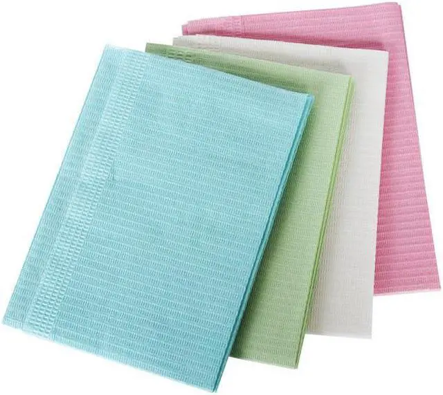 Alt view image 5 of 6 - MEDICOM SafeBasics Dry-Back 2 Ply Disposable Dental Bibs  (2 ply tissue + 1 Ply Poly), 13"x18", Case of 500 - Lavender