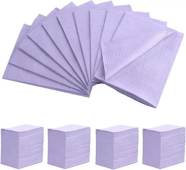 Main image of MEDICOM SafeBasics Dry-Back 2 Ply Disposable Dental Bibs  (2 ply tissue + 1 Ply Poly), 13"x18", Case of 500 - Lavender