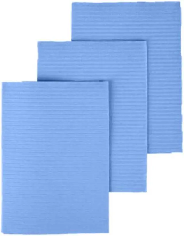 Main image of MEDICOM SafeBasics Dry-Back 3 Ply Disposable Dental Bibs (3 ply tissue + 1 Ply Poly), 13"x18", Case of 500 - Blue
