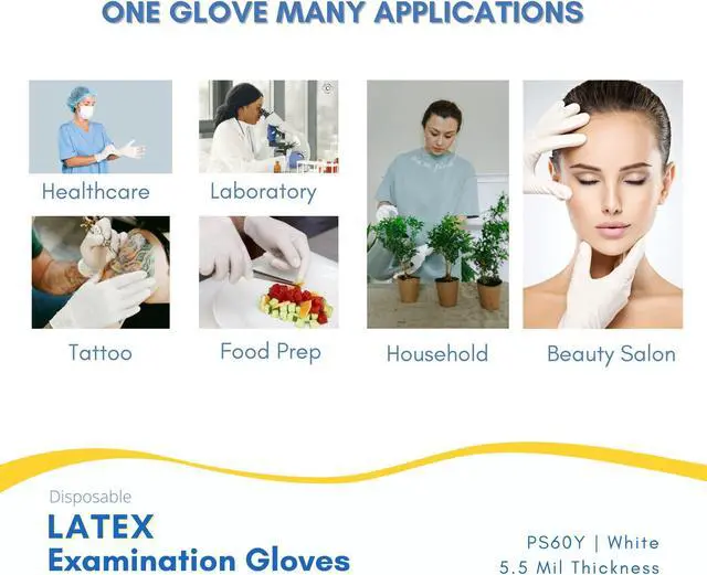 Alt view image 3 of 5 - White Latex Exam Gloves, Powder-free, 5.5 Mil, Box of 100, Extra Small