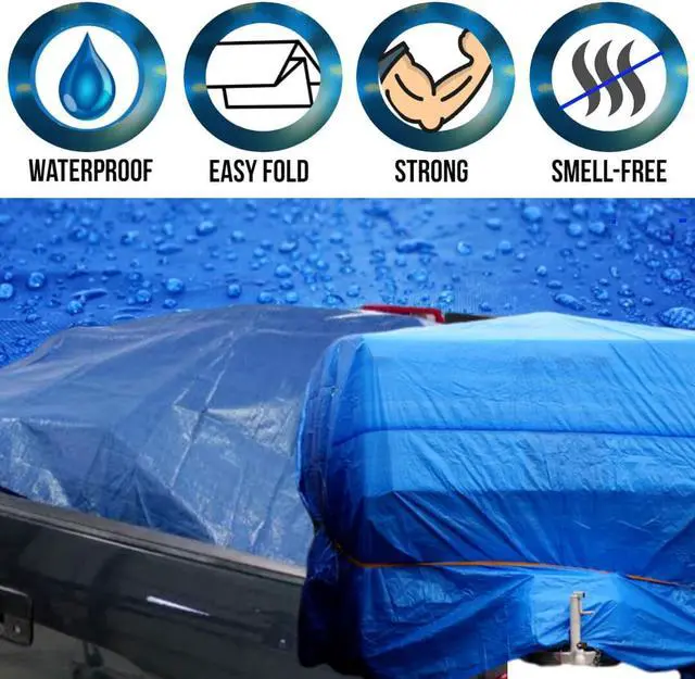 Alt view image 2 of 7 - COMFITWEAR Standard Tarp Cover Reinforced Grommet Multi-Purpose Pool Cover Boat Tarp Camping Tarp UV Resistant Poly Tarpaulin Waterproof Tarpaulin Canopy Tent Waterproof Tarp Cover