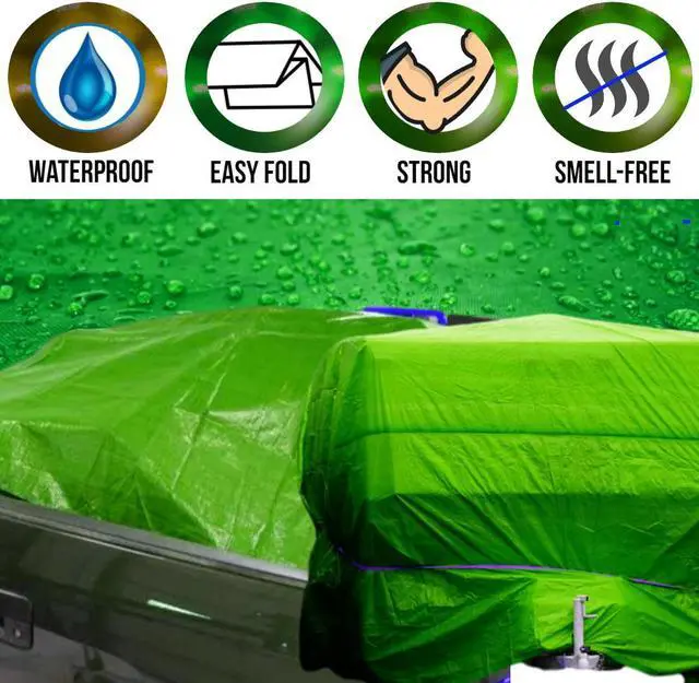 Alt view image 2 of 6 - COMFITWEAR Standard Tarp Cover Reinforced Grommet Multi-Purpose Pool Cover Boat Tarp Camping Tarp UV Resistant Poly Tarpaulin Waterproof Tarpaulin Canopy Tent Waterproof Tarp Cover 5 x 7 Green