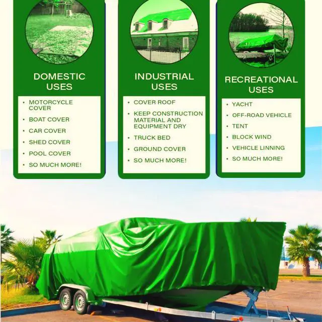 Alt view image 6 of 6 - COMFITWEAR Standard Tarp Cover Reinforced Grommet Multi-Purpose Pool Cover Boat Tarp Camping Tarp UV Resistant Poly Tarpaulin Waterproof Tarpaulin Canopy Tent Waterproof Tarp Cover 5 x 7 Green