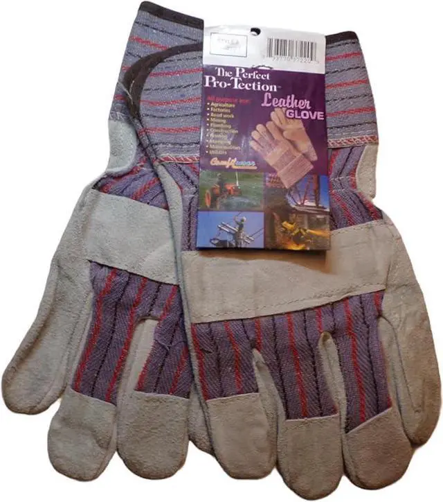 Alt view image 3 of 5 - Heavy Duty Leather Palm Economy Gloves Fully Lined Leather Palm Value Pack of 12 Great For Home Garden Office Construction Cotton Backed